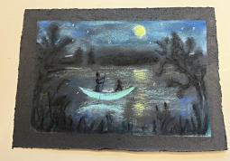 Fotogalerie Noční chodec - suchý pastel - fotogalerie