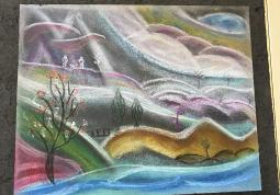 Fotogalerie Noční chodec - suchý pastel - fotogalerie