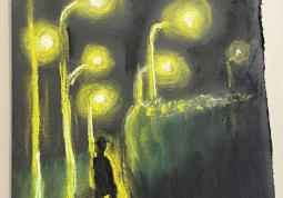 Fotogalerie Noční chodec - suchý pastel - fotogalerie