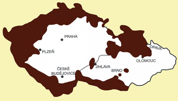 Mapa německého osídlení v českých zemích