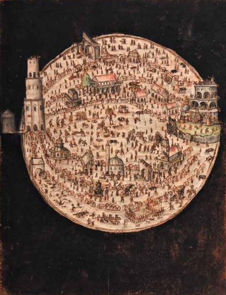 Vyobrazení Města Labyrintu ze spisu J. A. Komenského Labyrint světa a lusthauz srdce (1631)