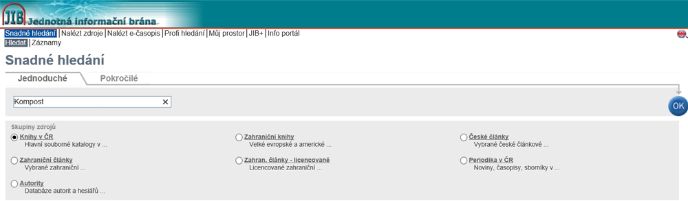 Vyhledávání v portálu Jednotná informační brána
