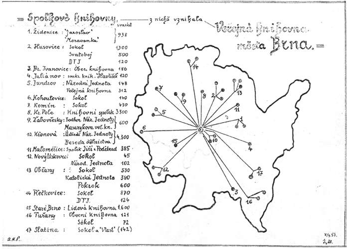 Síť poboček současné „Mahenky“ v roce 1957