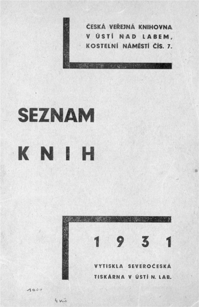 Tištěný seznam knih vydaný českou menšinovou knihovnou v Ústí n. L.